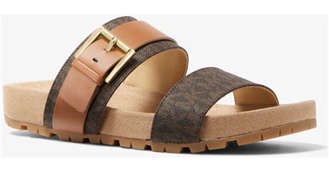 Michael Kors Mylah Logo and Leather Sandal